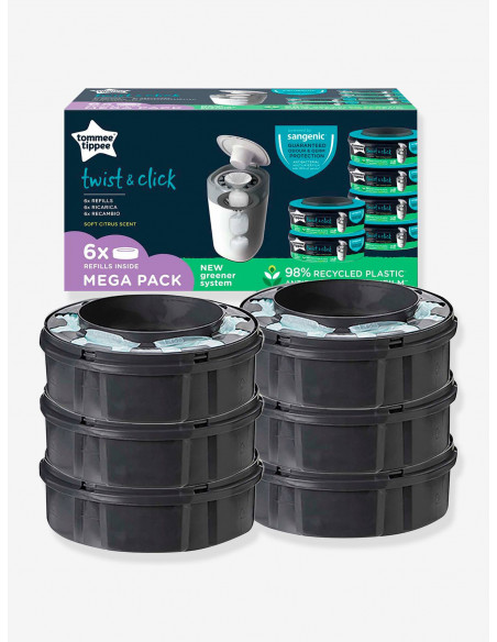 Tommee Tippee Lot de 6 recharges Twist & Click Poubelle à