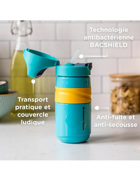 Tommee Tippee Gourde Anti-Fuite avec Paille 500ml - Orange