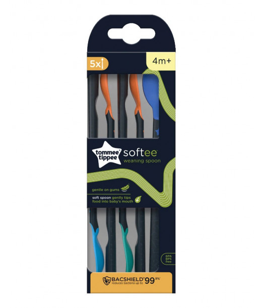 Tommee Tippee Lot de 5 Cuillères d'apprentissage Softee 4M+
