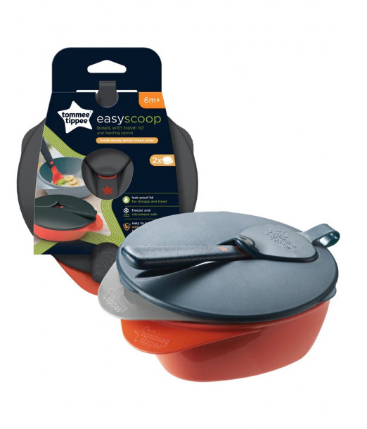 Tommee Tippee Lot de 2 Bols avec Couvercle et Cuillère 6M+