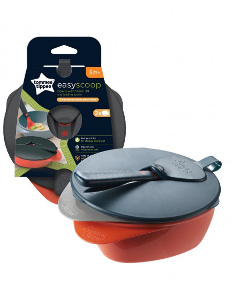 Tommee Tippee Lot de 2 Bols avec Couvercle et Cuillère 6M+