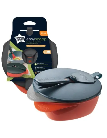 Tommee Tippee Lot de 2 Bols avec Couvercle et Cuillère 6M+