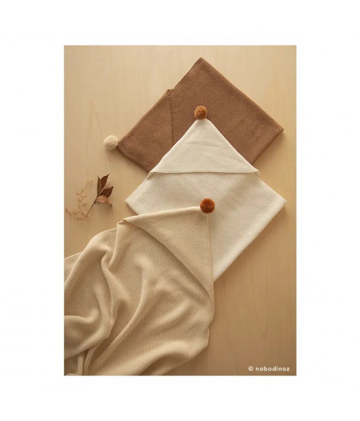 Nobodinoz Cape de Bain Bébé en tricot So Cute - Biscuit Sortie 2