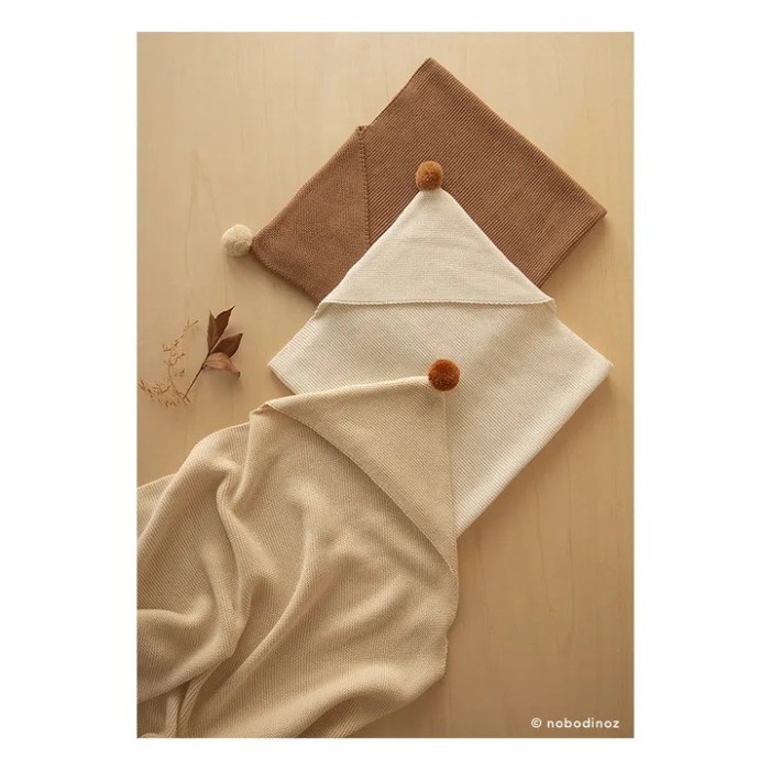 Nobodinoz Cape de Bain Bébé en tricot So Cute - Biscuit Sortie