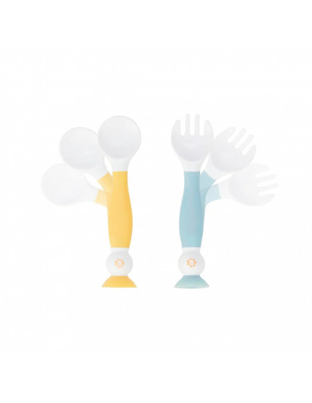 Badabulle Couverts d'Apprentissage Flexibles 6m+ Vaisselle bébé