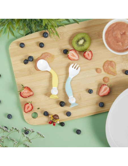 Badabulle Couverts d'Apprentissage Flexibles 6m+ Vaisselle bébé