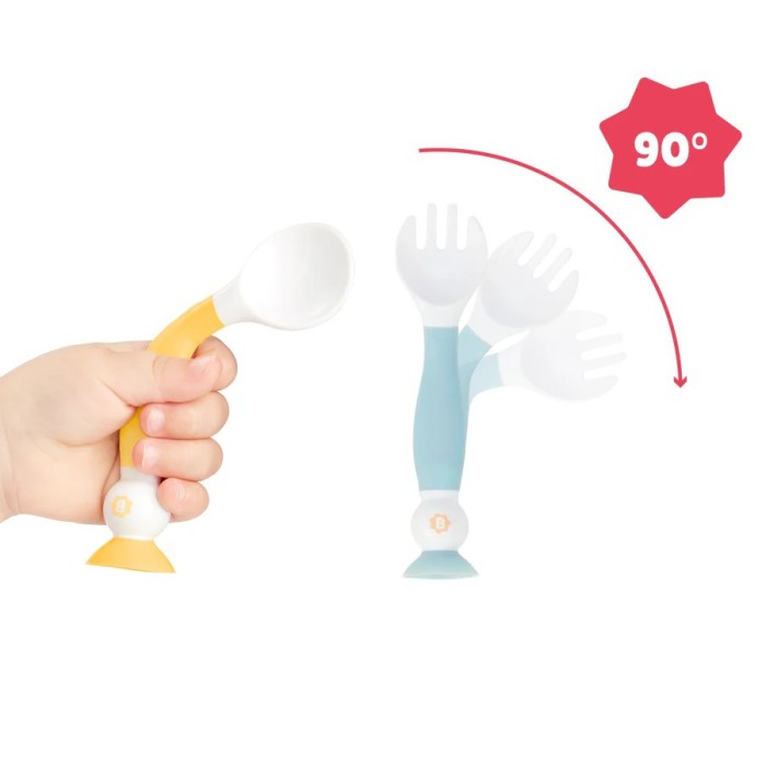 Badabulle Couverts d'Apprentissage Flexibles 6m+ Vaisselle bébé