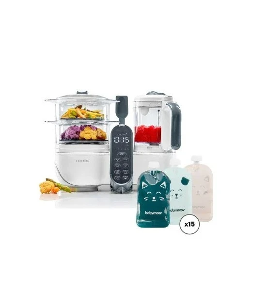 Babymoov Nutribaby (+) multifunction steam cooker white + 15 reusable pouches