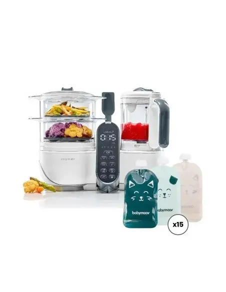 Babymoov Nutribaby (+) multifunction steam cooker white + 15 reusable pouches