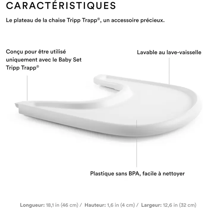 Stokke Plateau Blanc pour Chaise haute TRIPP TRAPP Chaise haute