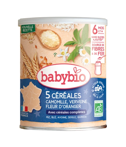 Babybio 5 infant cereals Verbena Orange Blossom Chamomile (from 6 months)
