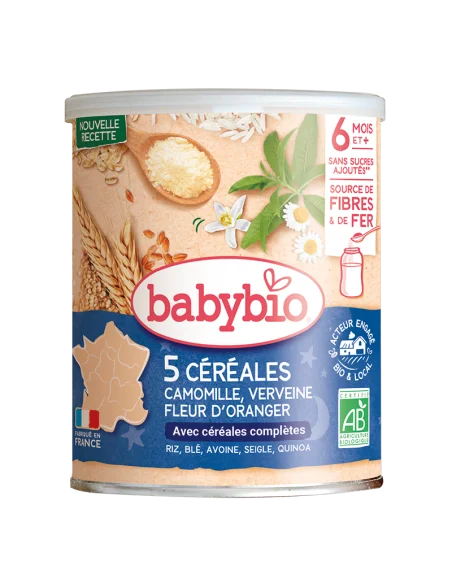 Babybio 5 infant cereals Verbena Orange Blossom Chamomile (from 6 months)