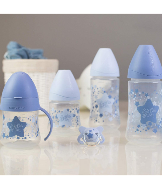 Coffret 4 Biberons + Sucette Suavinex Little Star Bleu Clair 2