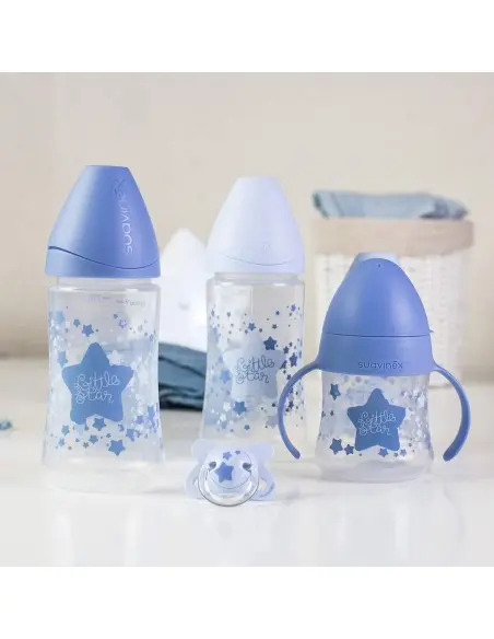 Suavinex set 4 baby bottles + Little Star pacifier light blue — photo 4