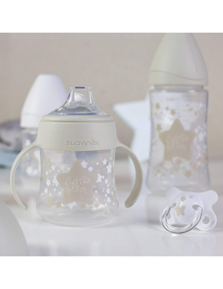 Coffret 4 Biberons + Sucette Suavinex Little Star Blanc Biberon