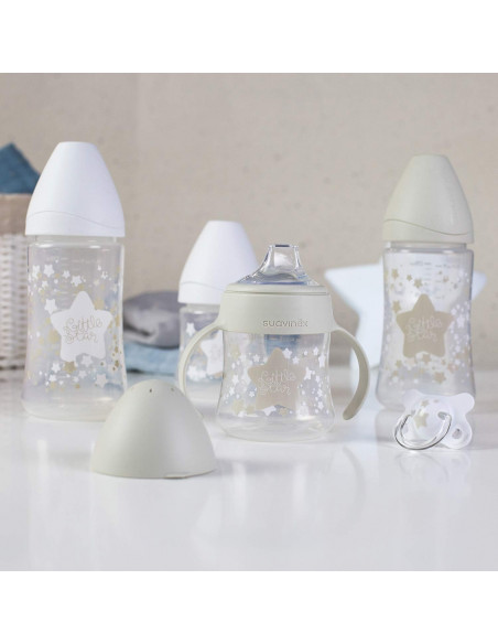 Coffret 4 Biberons + Sucette Suavinex Little Star Blanc Biberon