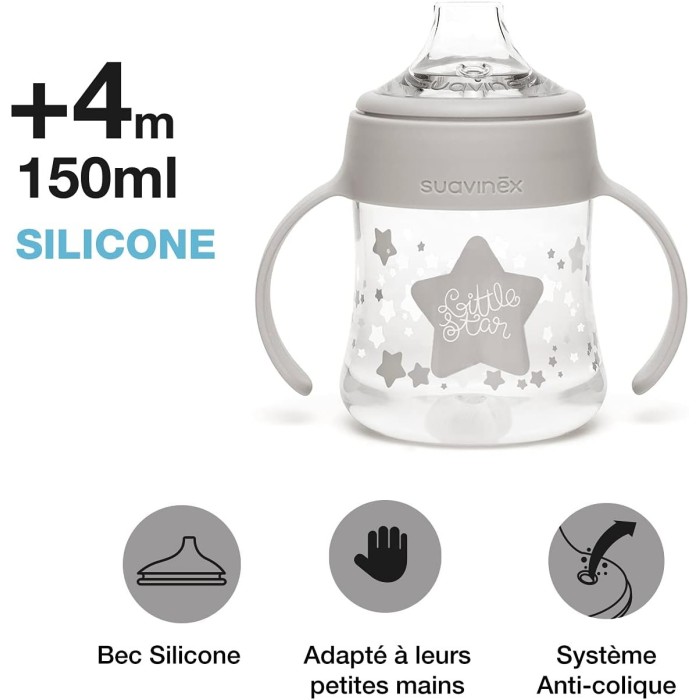 Coffret 4 Biberons + Sucette Suavinex Little Star Blanc Biberon