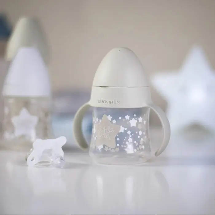 Coffret 4 Biberons + Sucette Suavinex Little Star Blanc Biberon