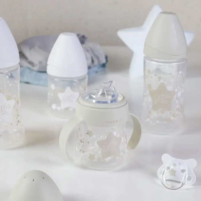 Coffret 4 Biberons + Sucette Suavinex Little Star Blanc Biberon