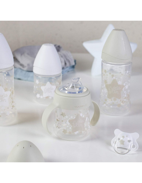 Coffret 4 Biberons + Sucette Suavinex Little Star Blanc Biberon