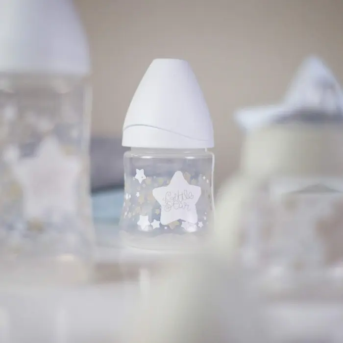 Coffret 4 Biberons + Sucette Suavinex Little Star Blanc Biberon