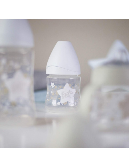 Coffret 4 Biberons + Sucette Suavinex Little Star Blanc Biberon