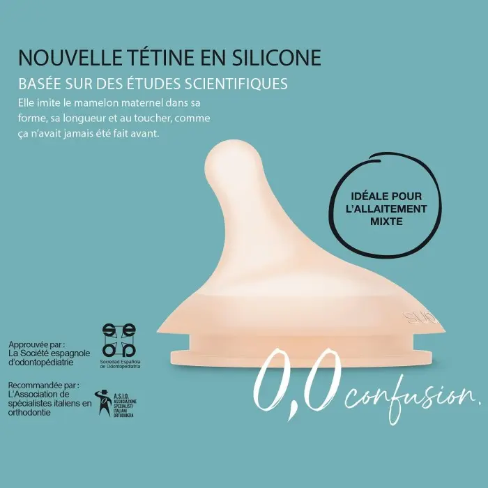 Biberon Suavinex anti-coliques Zero.Zero débit lent 180ml