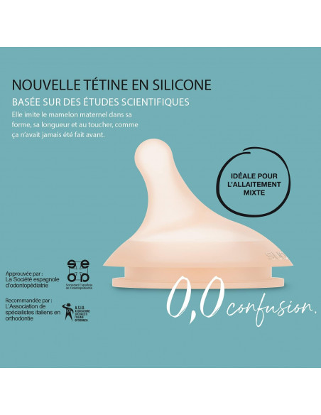 Biberon Suavinex anti-coliques Zero.Zero débit lent 180ml