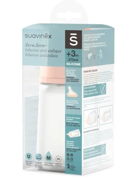 Suavinex Biberon Anti-Coliques Zero.Zero Débit Moyen 270ml