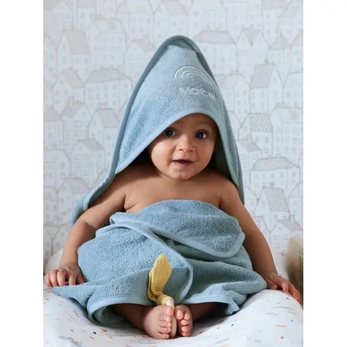 Sortie de bain + gant Oeko-Tex® - Bleu 80x80cm Sortie de bain 