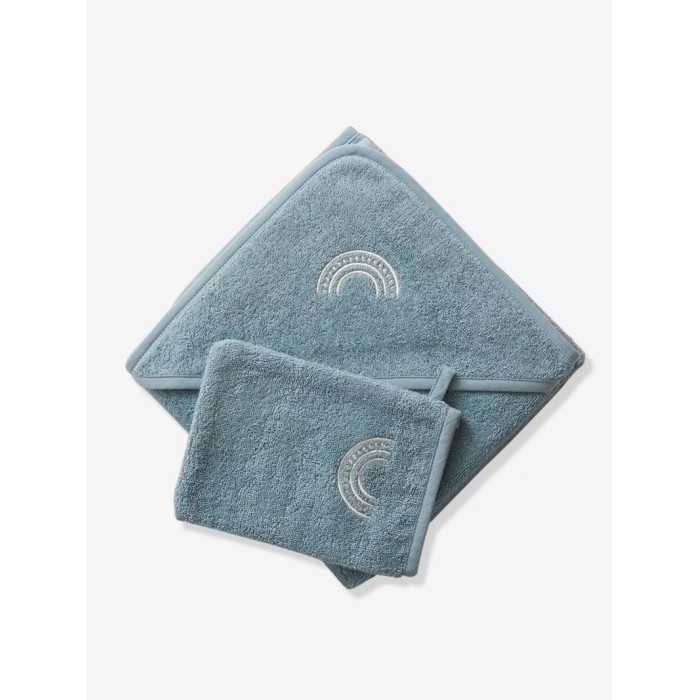 Sortie de bain + gant Oeko-Tex® - Bleu 80x80cm Sortie de bain 
