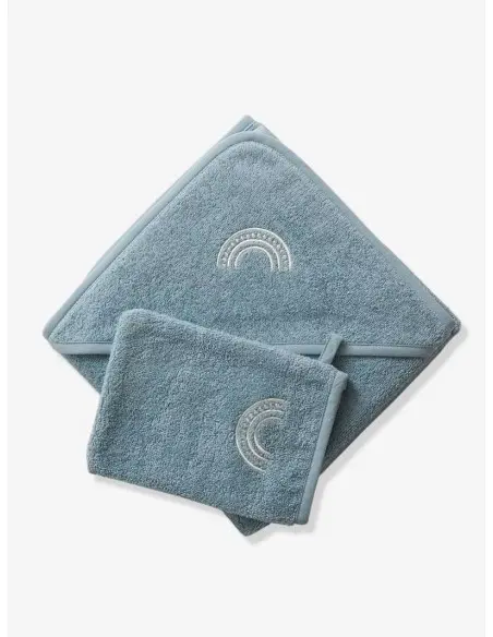 Sortie de bain + gant Oeko-Tex® - Bleu 80x80cm Sortie de bain 