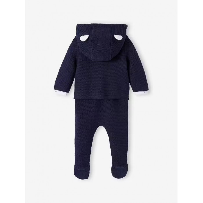 Ensemble naissance 3 pièces en point mousse 6m+ Bleu Marine