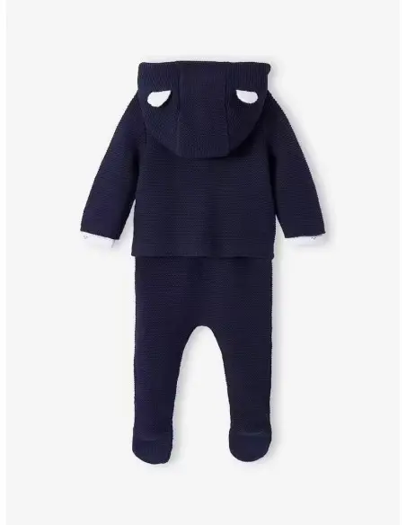 Ensemble naissance 3 pièces en point mousse 6m+ Bleu Marine