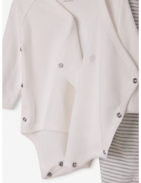 Kit naissance 6 pièces Rayé gris Coffret naissance -