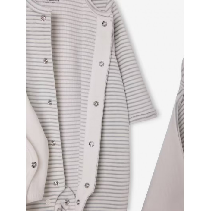 Kit naissance 6 pièces Rayé gris Coffret naissance -