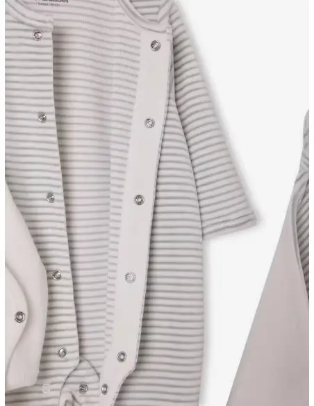 Kit naissance 6 pièces Rayé gris Coffret naissance -