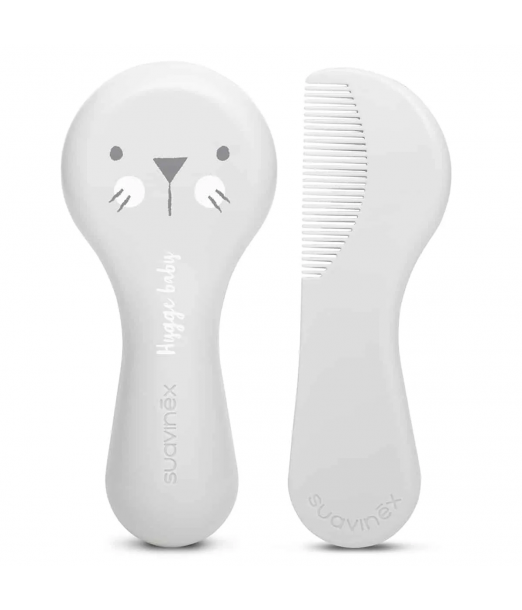 Suavinex set brosse et peigne pour bébés gris Brosse et Peigne 
