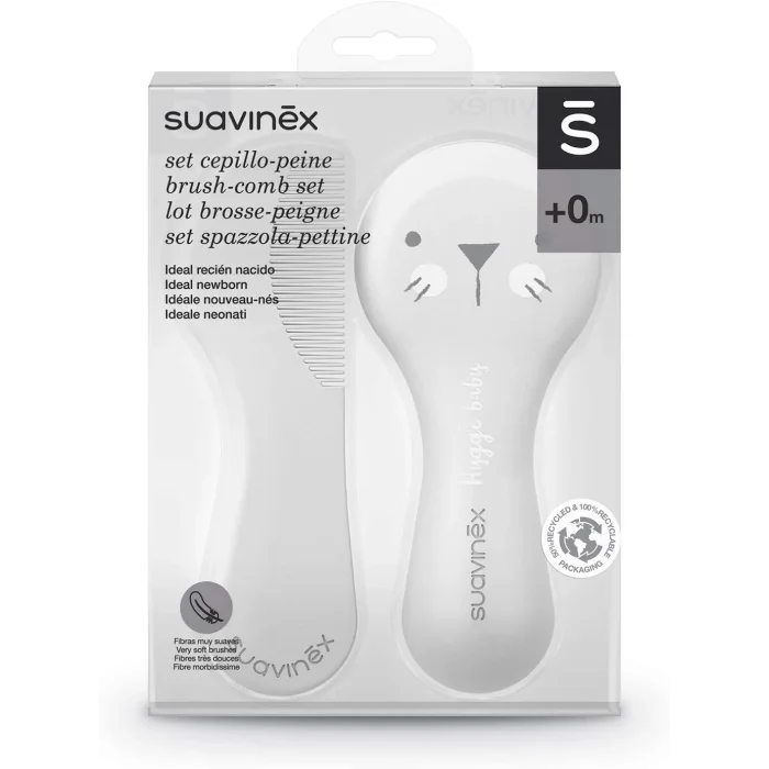 Suavinex set brosse et peigne pour bébés gris Brosse et Peigne 