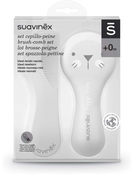 Suavinex set brosse et peigne pour bébés gris Brosse et Peigne 