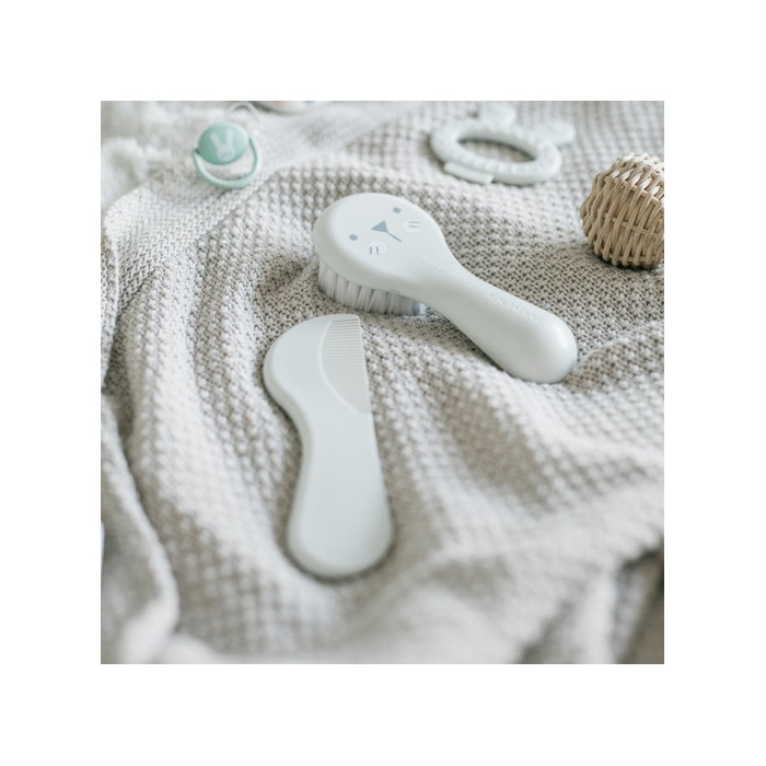Suavinex set brosse et peigne pour bébés gris Brosse et Peigne 