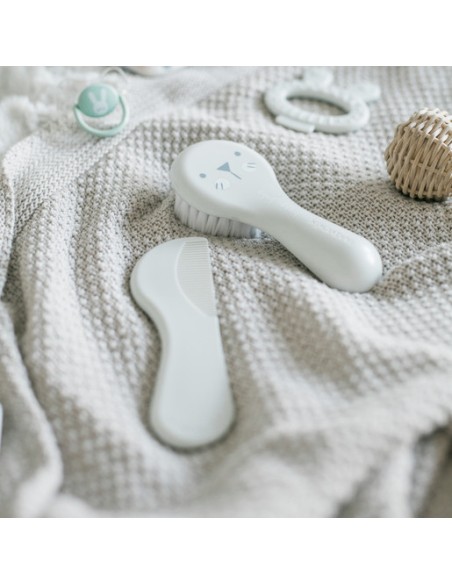 Suavinex set brosse et peigne pour bébés gris Brosse et Peigne 