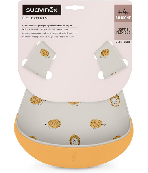 Suavinex Lot de 2 Bavoirs Silicone Imperméables Faciles à 2