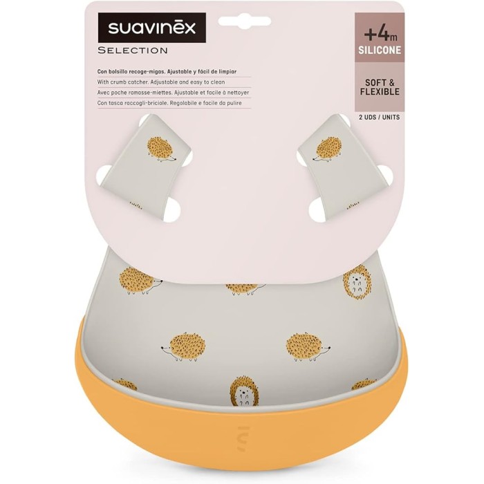 Suavinex Lot de 2 Bavoirs Silicone Imperméables Faciles à