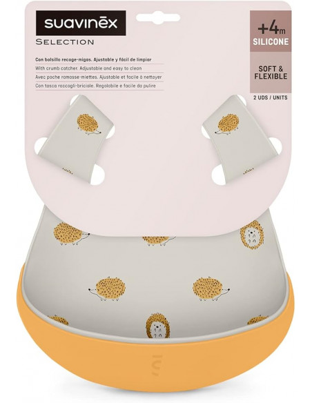 Suavinex Lot de 2 Bavoirs Silicone Imperméables Faciles à