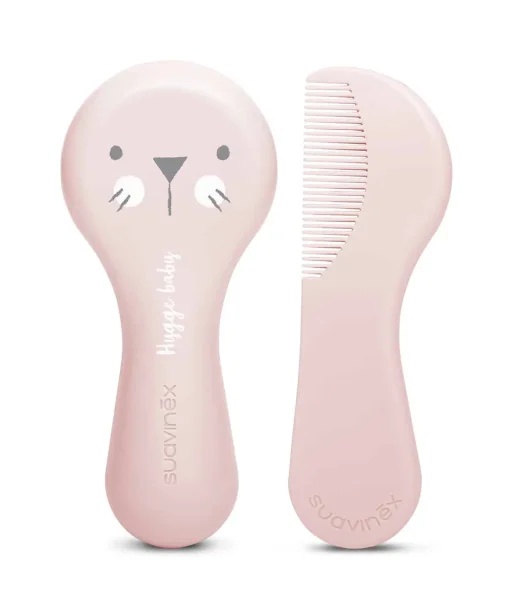 Suavinex Set brosse et peigne pour bébés - Rose Brosse et