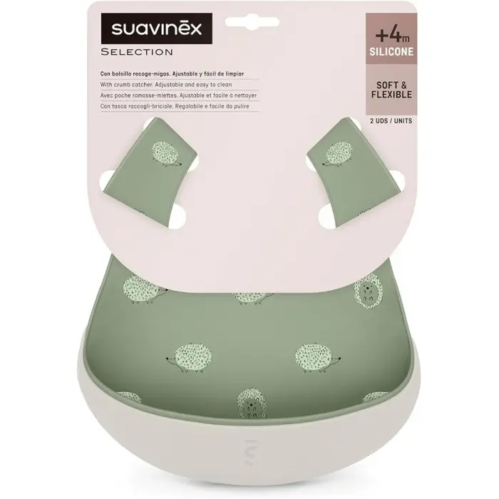 Suavinex Lot de 2 Bavoirs Silicone Imperméables Faciles à