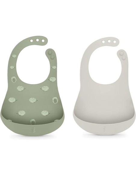 Suavinex Lot de 2 Bavoirs Silicone Imperméables Faciles à