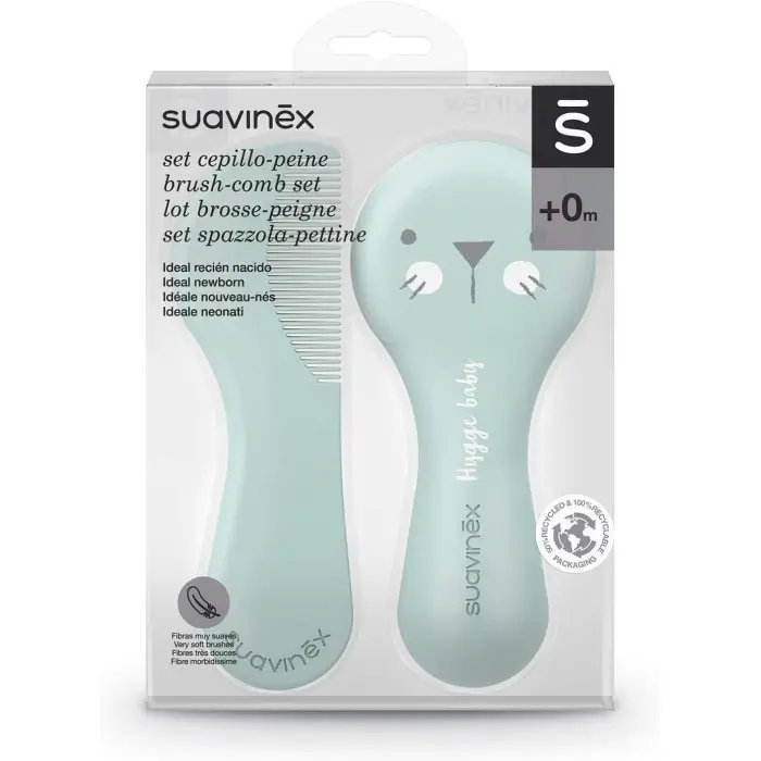 Suavinex set brosse et peigne pour bébés vert