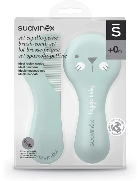 Suavinex Set brosse et peigne pour bébé - Vert Brosse et Peigne
